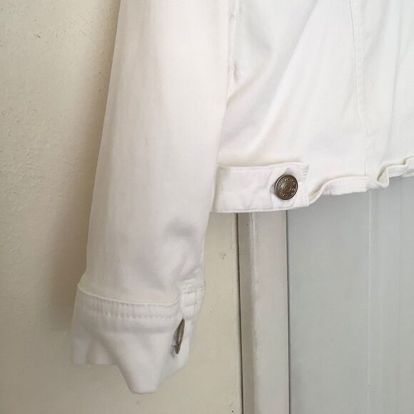 CHICO’S FLORAL DESIGN LONG SLEEVES WHITE WOMAN JACKET SIZE 2/US 14 - Picture 6 of 9